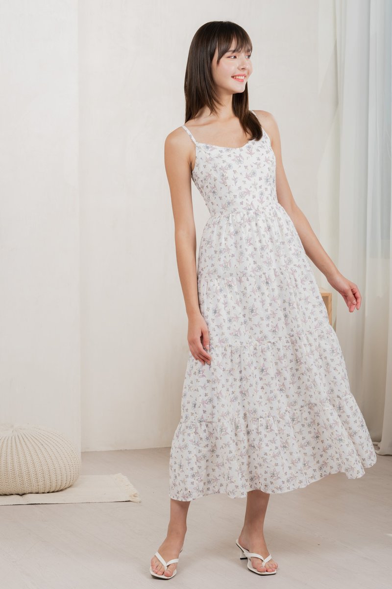 Millis Eyelet Camisole Maxi Dress In White