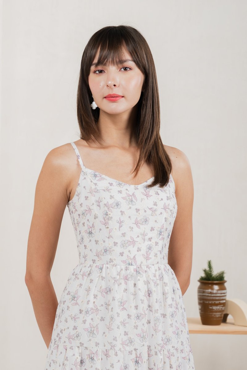 Millis Eyelet Camisole Maxi Dress In White