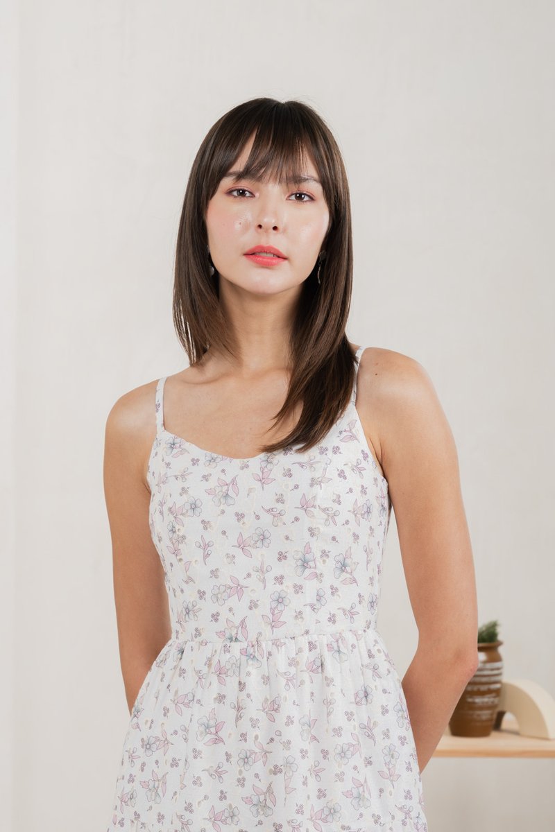 Millis Eyelet Camisole Maxi Dress In White