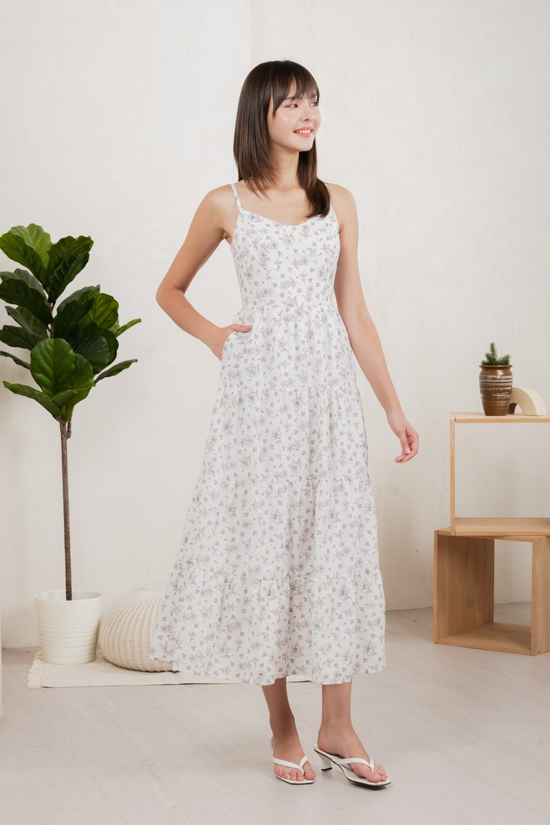 Millis Eyelet Camisole Maxi Dress In White