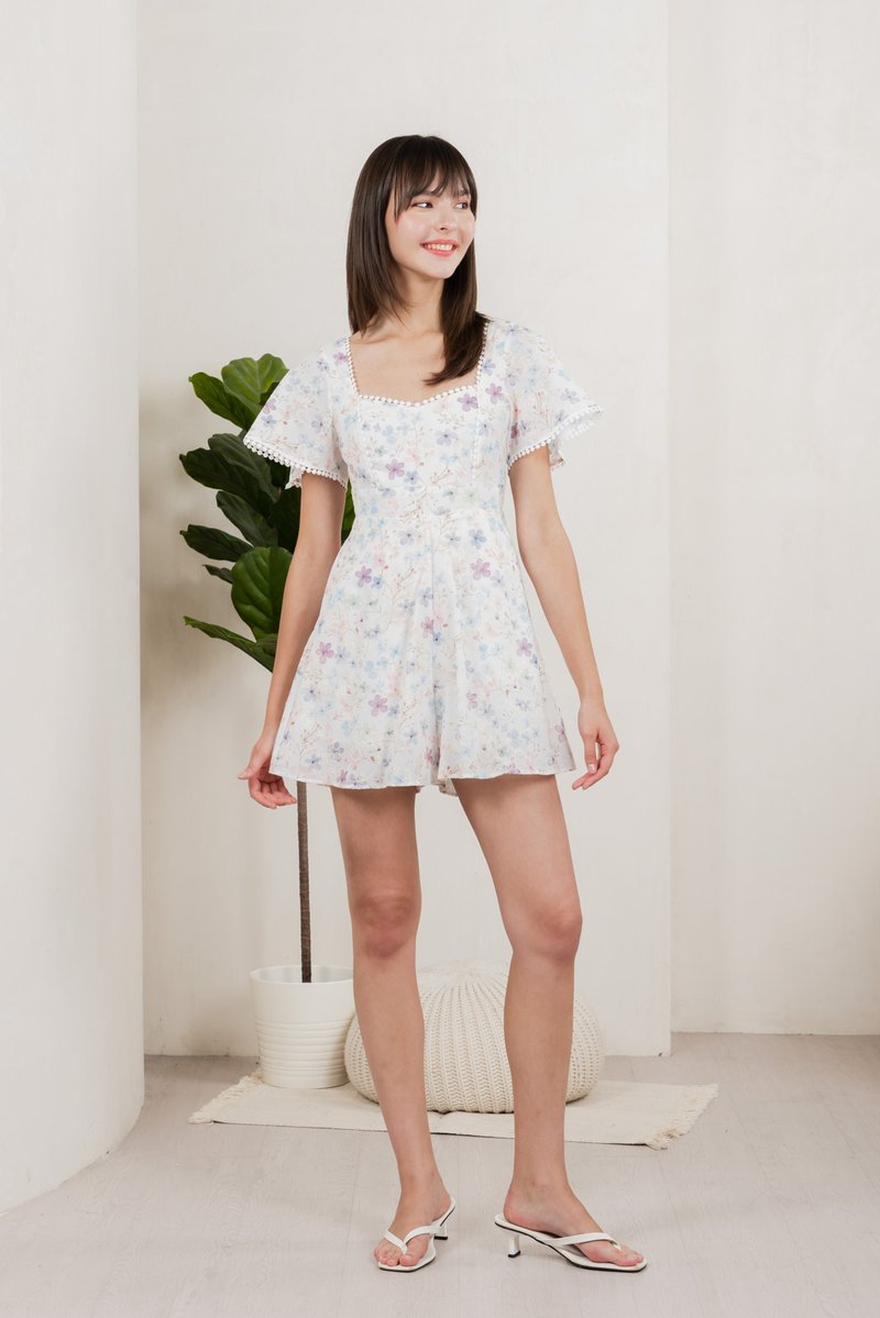 Claudia Sweet Blossoms Romper In White