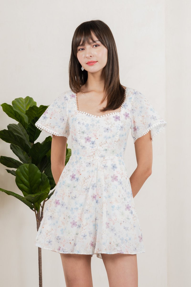 Claudia Sweet Blossoms Romper In White