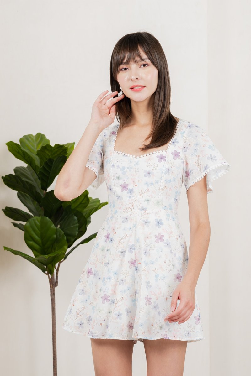 Claudia Sweet Blossoms Romper In White
