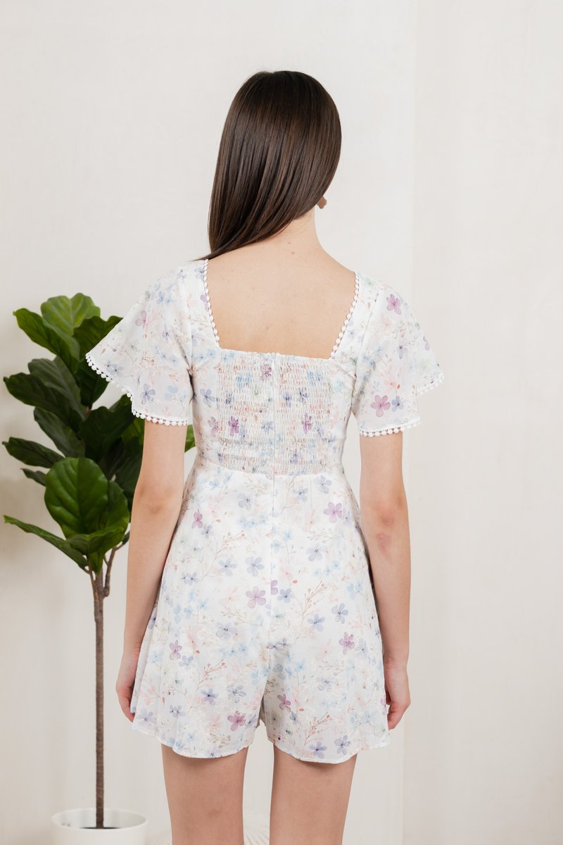 Claudia Sweet Blossoms Romper In White