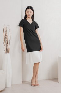 Marshall Pleated Hem Midi Dress In Black