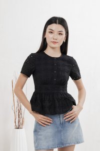 Best Eyelet Button Top In Black