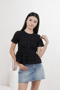 Best Eyelet Button Top In Black
