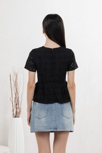 Best Eyelet Button Top In Black