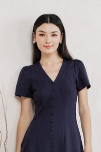 Lucien Buttons Cotton Dress In Navy