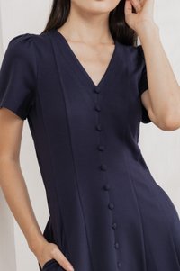 Lucien Buttons Cotton Dress In Navy