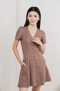 Lucien Buttons Cotton Dress In Khaki