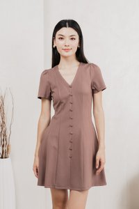 Lucien Buttons Cotton Dress In Khaki