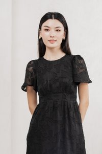 Monique Textured Midi Dress In Black