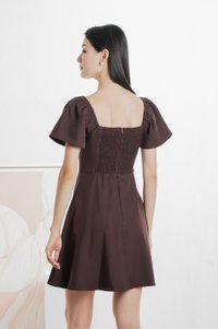 Bondi Buttons Flare Sleeves Dress In Burgundy
