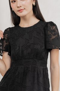 Monique Textured Midi Dress In Black