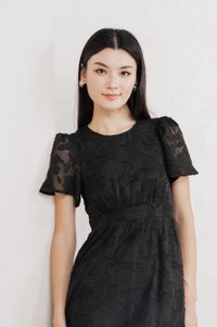 Monique Textured Midi Dress In Black