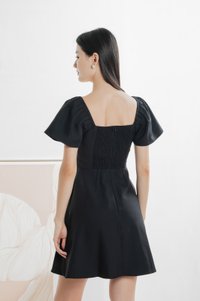 Bondi Buttons Flare Sleeves Dress In Black