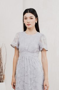 Monique Textured Midi Dress In Grey