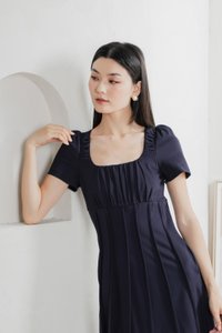 Pristin Panelling Midi Dress In Navy