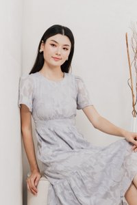 Monique Textured Midi Dress In Grey