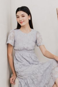 Monique Textured Midi Dress In Grey