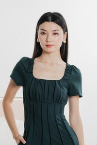 Pristin Panelling Midi Dress In Emerald