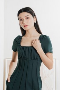 Pristin Panelling Midi Dress In Emerald