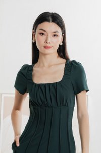 Pristin Panelling Midi Dress In Emerald