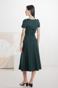Pristin Panelling Midi Dress In Emerald