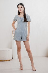 Jane Ribbon Denim Romper