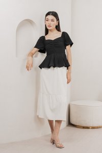 Pearl Elastic Waist Midi Skirt