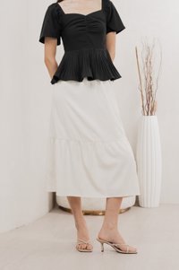 Pearl Elastic Waist Midi Skirt