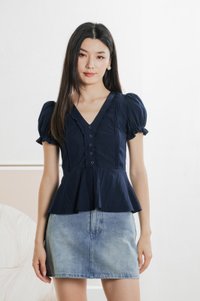 Quinn Cottagecore Top In Navy