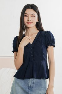 Quinn Cottagecore Top In Navy