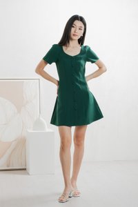 Barbara Buttons Panelled Dress In Forest