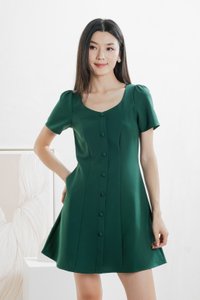 Barbara Buttons Panelled Dress In Forest