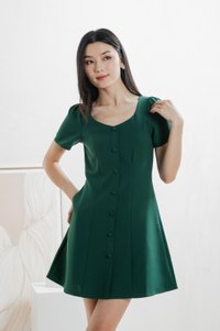 Barbara Buttons Panelled Dress In Forest
