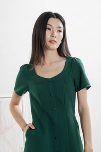 Barbara Buttons Panelled Dress In Forest