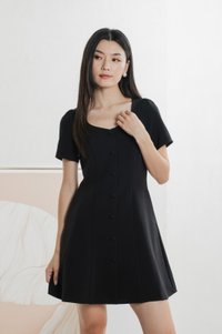 Barbara Buttons Panelled Dress In Black