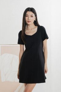 Barbara Buttons Panelled Dress In Black