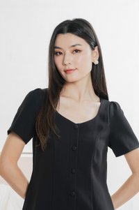 Barbara Buttons Panelled Dress In Black