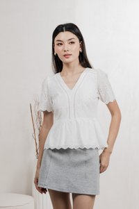 Lindsay Eyelet Top In White