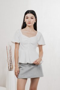 Poise Sweetheart Pleated Top In White