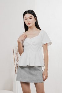 Poise Sweetheart Pleated Top In White