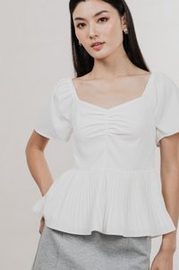Poise Sweetheart Pleated Top In White