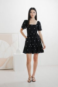 Antonia Ribbon Embroidery Dress In Black (XS)