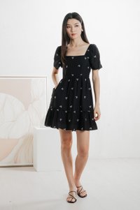 Antonia Ribbon Embroidery Dress In Black (XS)