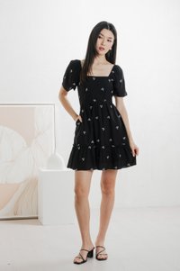 Antonia Ribbon Embroidery Dress In Black (XS)