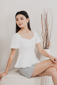 Poise Sweetheart Pleated Top In White