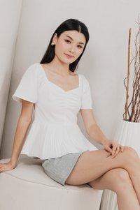 Poise Sweetheart Pleated Top In White